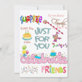 フレンズファミリーハッピーバースデー招待状 招待状 (正面)