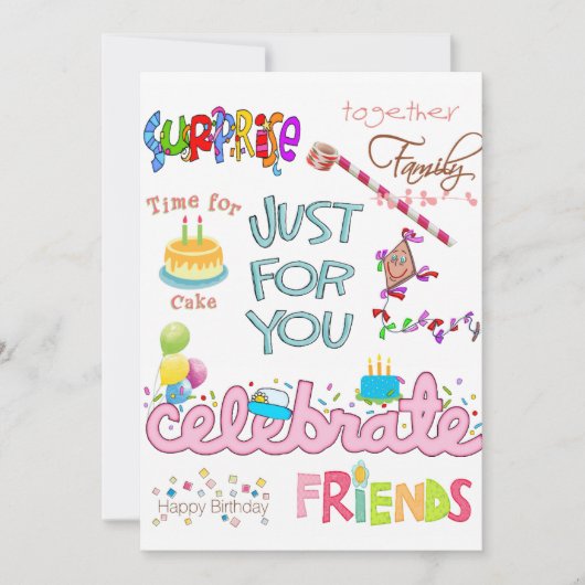 フレンズファミリーハッピーバースデー招待状 招待状 (正面)