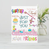 フレンズファミリーハッピーバースデー招待状 招待状 (スタンド正面)