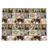 フレンズフォトコラーモダンジュ誕生日の卒業 ラージペーパーバッグ (正面)