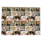 フレンズフォトコラーモダンジュ誕生日の卒業 ラージペーパーバッグ (裏面)