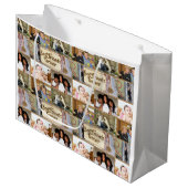 フレンズフォトコラーモダンジュ誕生日の卒業 ラージペーパーバッグ (正面アングル)