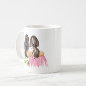 フレンズフォーエバーギフトマグ黒髪とブルネット コーヒーマグカップ (正面左)
