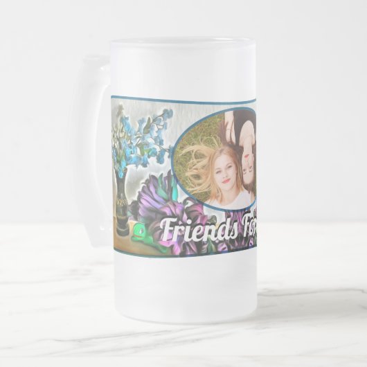 フレンズフォーエバーシルクとコーンフスクの花2190 フロストグラスビールジョッキ (正面左)