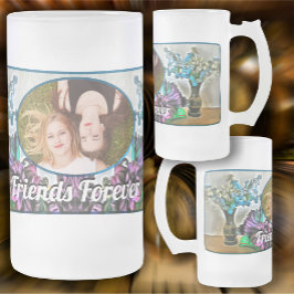 フレンズフォーエバーシルクとコーンフスクの花2190 フロストグラスビールジョッキ