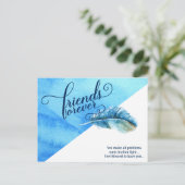 フレンズフォーエバーポストカードブルーウォーターカラーフェザー ポストカード (スタンド正面)