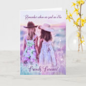 フレンズフォーエバーリトル女性のカーボーイパープル誕生日 カード (黄色い花)