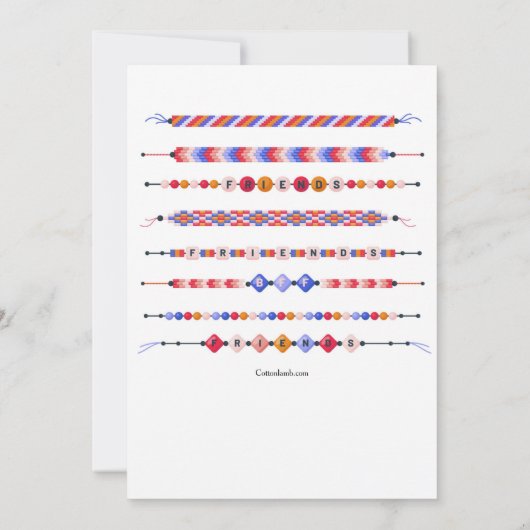 フレンズブレスレット誕生日パーティーの招待 招待状 (裏面)