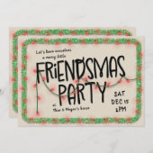 フレンズマスパーティーのお誘い｜ストリングライト＆ガーランド 招待状 (正面/裏面)