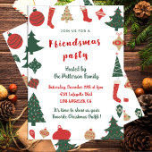 フレンズマス招待状 かわいいクリスマスツリー ソックス 招待状