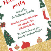 フレンズマス招待状 かわいいクリスマスツリー ソックス 招待状