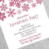 フレンズマス招待状 クリスマス 雪の結晶 赤 招待状