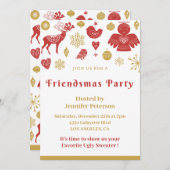 フレンズマス への招待状 クリスマス ノルディック ゴールド 招待状 (正面/裏面)