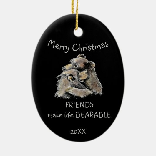 フレンズメイクライフ耐えられるおもしろい友好引用文 セラミックオーナメント (裏面)