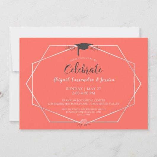 フレンズ兄弟姉妹卒業パーティコーラルフローラ 招待状 (裏面)