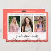 フレンズ兄弟姉妹卒業パーティコーラルフローラ 招待状 (正面/裏面)