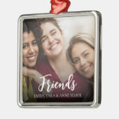 フレンズ写真シンプル書道カスタム メタルオーナメント (左)