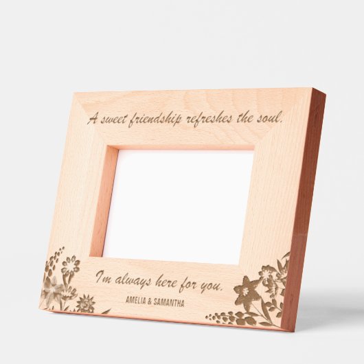 フレンズ引用文花木彫りフレーム レーザー彫刻フレーム (左)