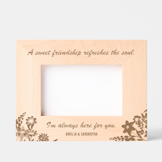 フレンズ引用文花木彫りフレーム レーザー彫刻フレーム (正面)