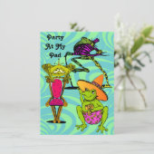 フレンズ懇親会パーティーアットマイパッドカエル招待状 招待状 (スタンド正面)