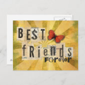 フレンズ最高のコラージワード切り出しヴィンテージバタフライ ポストカード (正面/裏面)