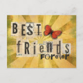 フレンズ最高のコラージワード切り出しヴィンテージバタフライ ポストカード (正面)
