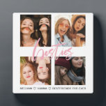 フレンズ最高のスクエア4写真コラージュのピンクのベッティ フォトプラーク<br><div class="desc">お素晴らし前の祝婚約者に！4枚の写真お気に入りのと名前のパーソナライズされた付いた写真プラーク。</div>