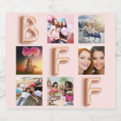 フレンズ最高のバラ金ゴールド赤面ピンク写真コラージュ スパークリングワインラベル (シングルラベル)