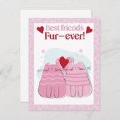 フレンズ最高のファーエバーピンク猫のバレンタインのカード シーズンカード (正面/裏面)