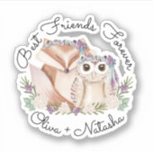 フレンズ最高のフォーエバーウォーターカラーウッドランドキツネ&フクロウ シール (正面)