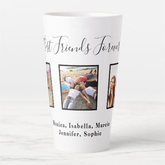 フレンズ最高のフォーエバーカスタム写真の名前white chic カフェラテマグ (正面)
