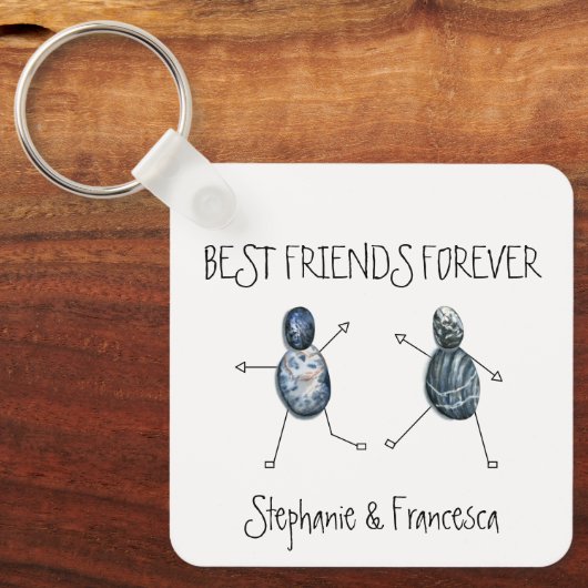 フレンズ最高のフォーエバーナーズ独自の文字ペブルアートキーチを追加 キーホルダー (正面)