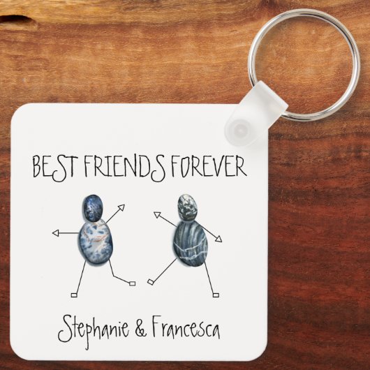 フレンズ最高のフォーエバーナーズ独自の文字ペブルアートキーチを追加 キーホルダー (裏面)