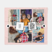 フレンズ最高のフォーエバーフォトコラージュ赤面ピンク フリースブランケット (正面(横))