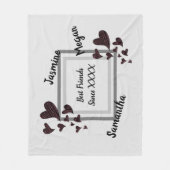 フレンズ最高のブライト赤いハートロングフレンドシップ フリースブランケット (正面)