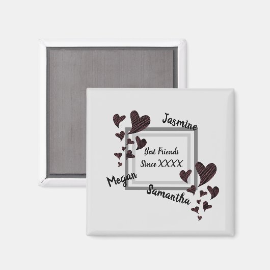 フレンズ最高のブライト赤いハートロングフレンドシップ マグネット (正面/裏面)