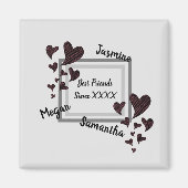 フレンズ最高のブライト赤いハートロングフレンドシップ マグネット (正面)