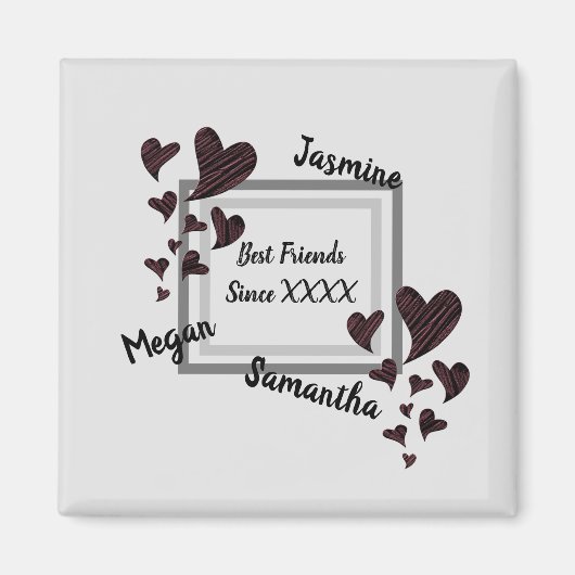 フレンズ最高のブライト赤いハートロングフレンドシップ マグネット (正面)