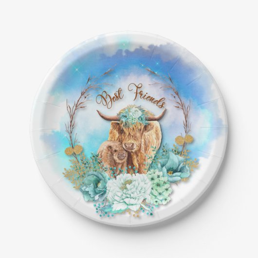フレンズ最高のマベビーハイランド牛フローラ ペーパープレート (正面)