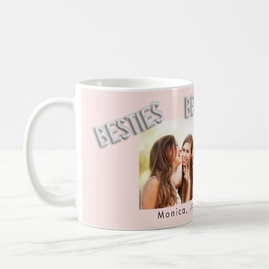 フレンズ最高の赤面ピンクシルバーベスティーズ写真 コーヒーマグカップ (左)