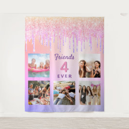 フレンズ永遠に赤面ピンク紫のドリップフォト タペストリー