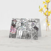 フレンズ炭スケッチコラージノートカード カード (黄色い花)