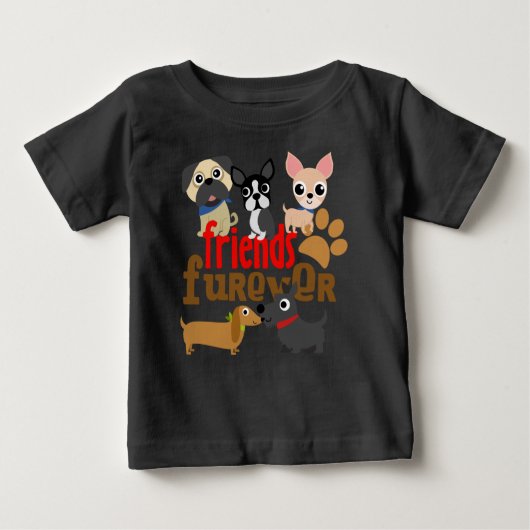 フレンズ犬の子犬 ベビーTシャツ (正面)