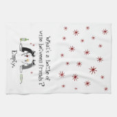フレンズ猫とワインのおもしろいボトル キッチンタオル (横)