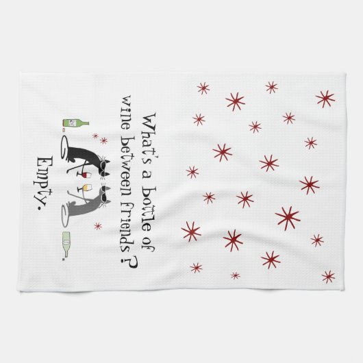 フレンズ猫とワインのおもしろいボトル キッチンタオル (横)