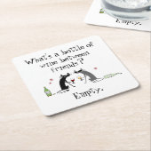 フレンズ猫とワインのおもしろいボトル スクエアペーパーコースター (アングル)