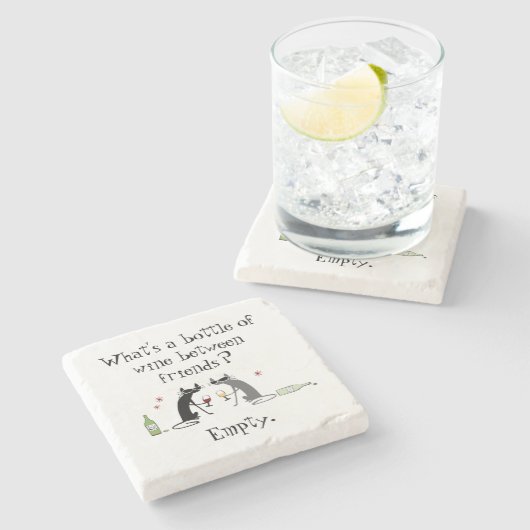 フレンズ猫とワインのおもしろいボトル ストーンコースター (横)