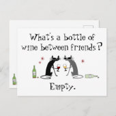 フレンズ猫とワインのおもしろいボトル ポストカード (正面/裏面)