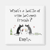 フレンズ猫とワインのおもしろいボトル マグネット (正面)
