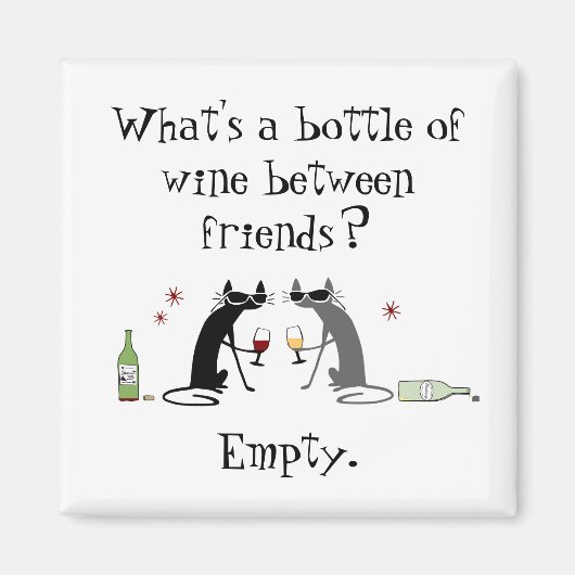 フレンズ猫とワインのおもしろいボトル マグネット (正面)